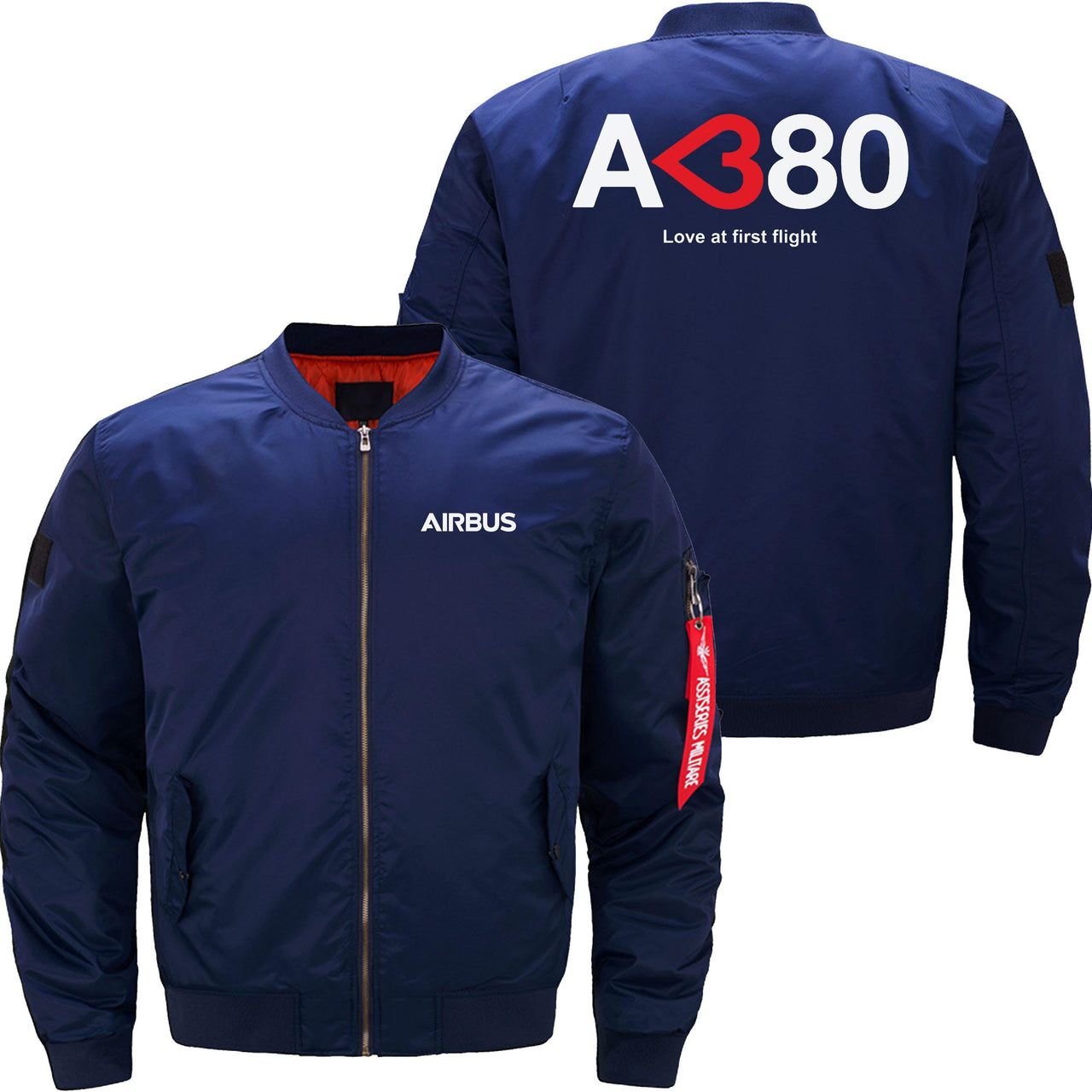 AIRBUS A380 LOVE AT FIRST FLIGHT Ma-1 Bomber Jacket Flight Jacket Aviator Jacket THE AV8R