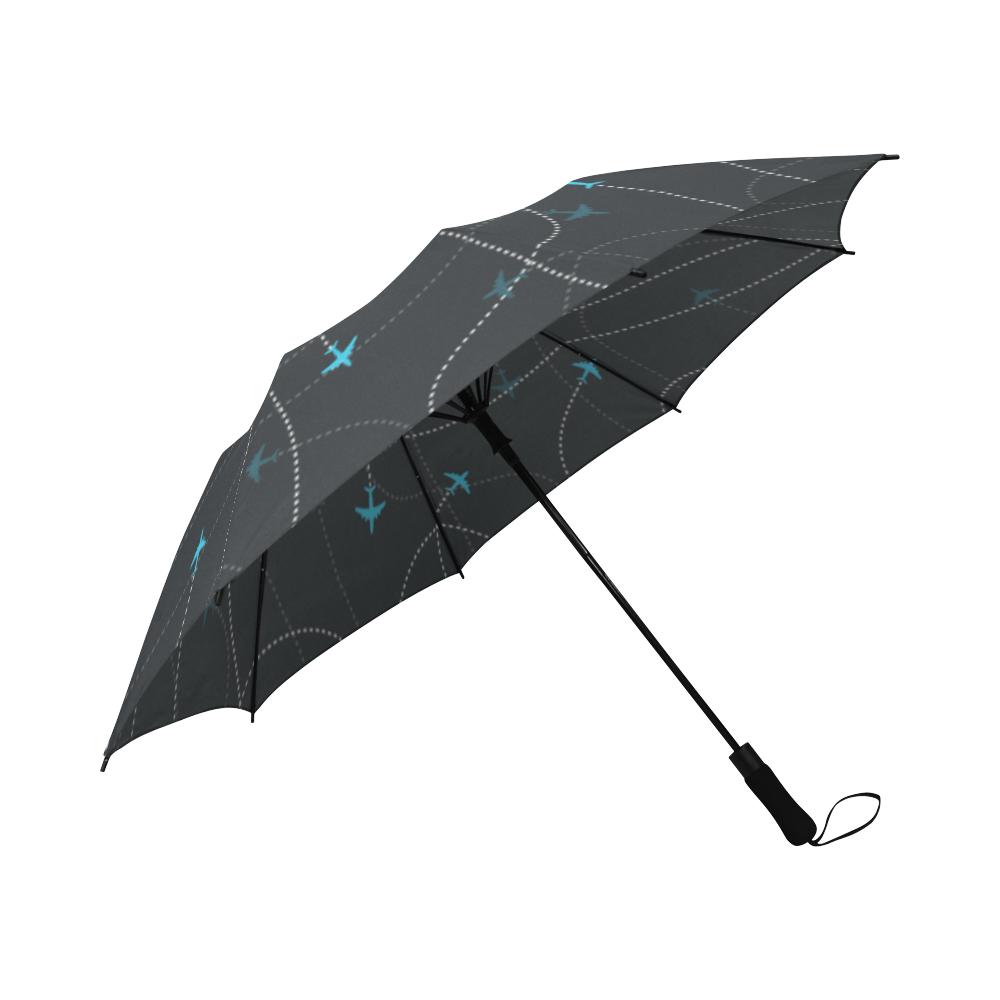 AIRCRAFT DESTINATIONS DARK SEAMLESS BACKGROUND. SEMI-AUTOMATIC FOLDABLE UMBRELLA (MODEL U05) e-joyer