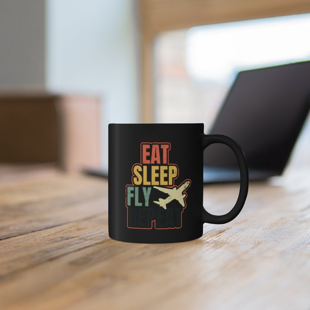 EAT SLEEP FLY   DESIGNED -MUG Printify