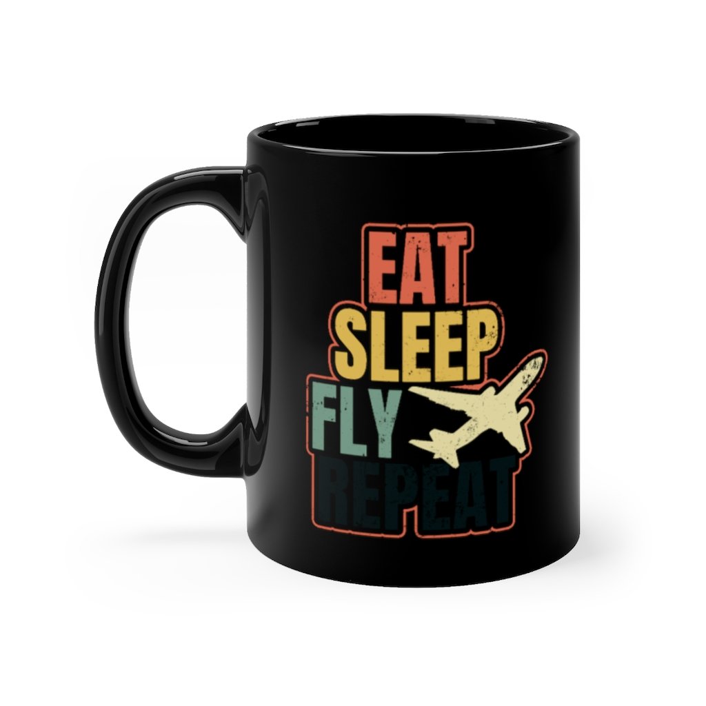 EAT SLEEP FLY   DESIGNED -MUG Printify