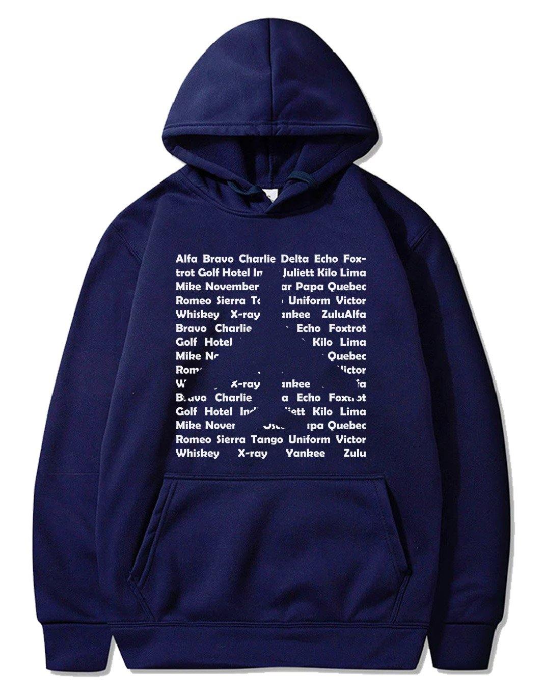 AVIATION PHONETIC ALPHABET DESIGNED PULLOVER THE AV8R