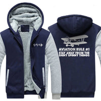 Thumbnail for AVIATION RULE #1 STAY ALWAYS FROM THE SHINY SPINNY THINGS ZIPPER SWEATER THE AV8R