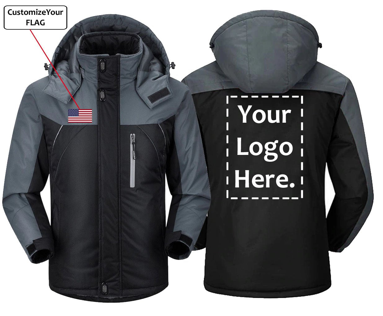 Custom Flag And Logo Winter Coat