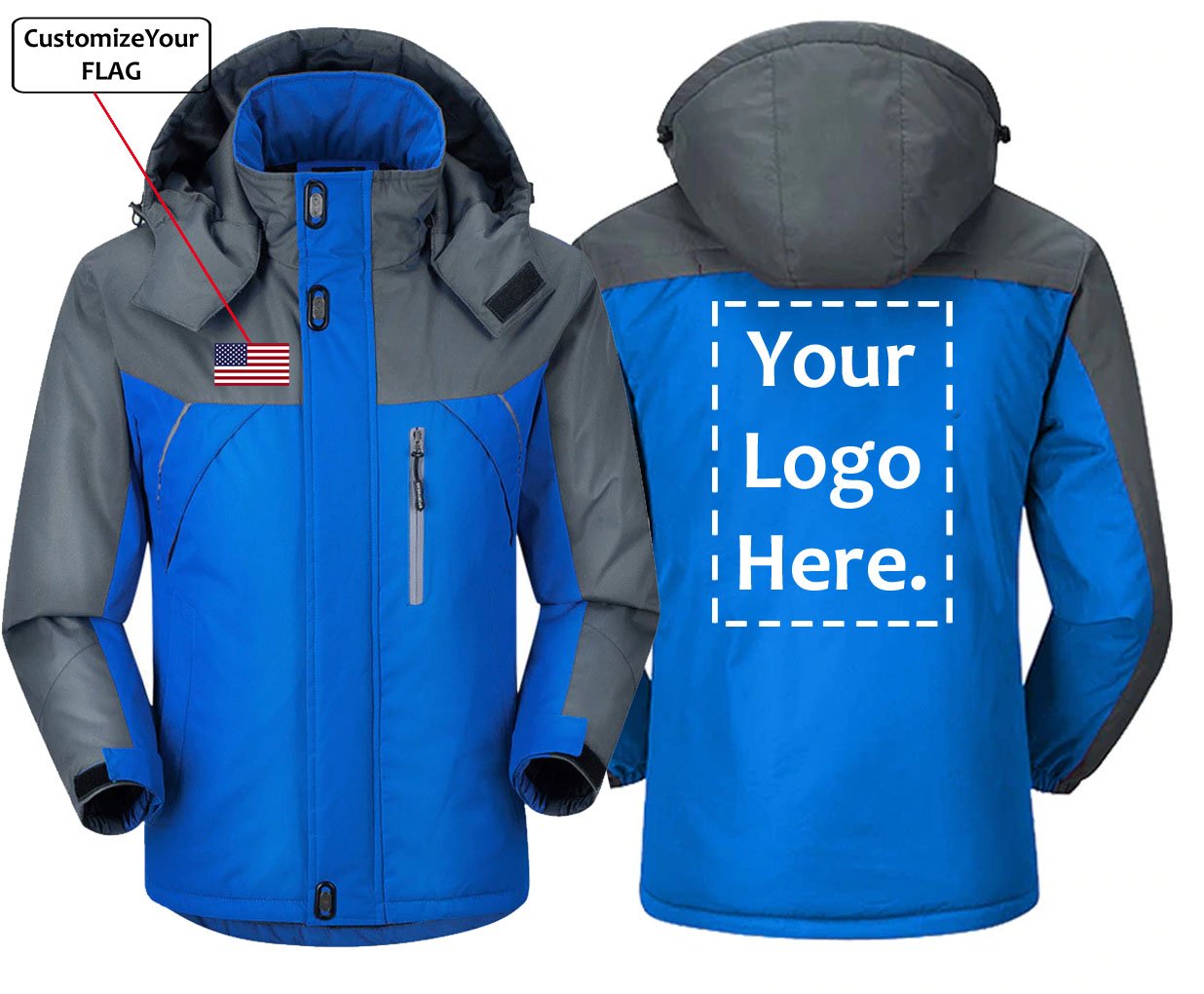 Custom Flag And Logo Winter Coat