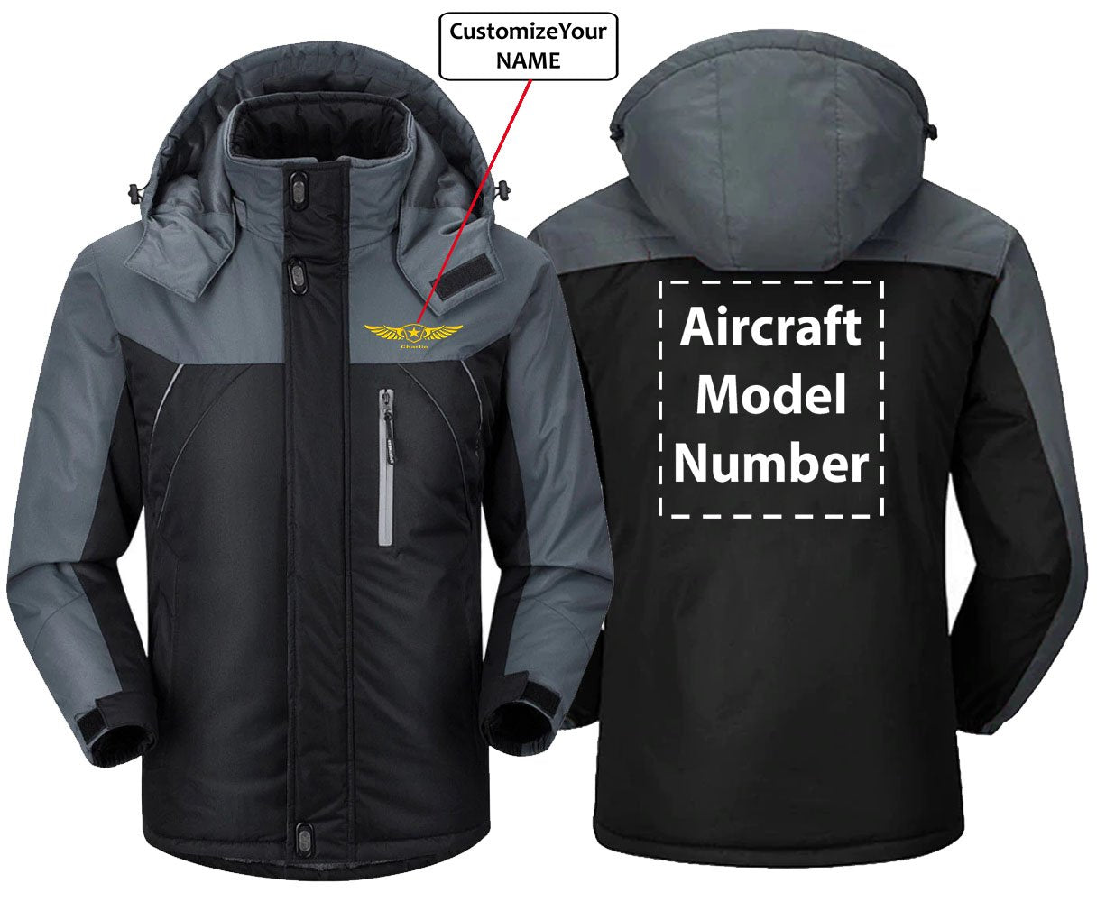 CUSTOM NAME AND AIRCRAFT MODEL NUMBER WINTER COAT