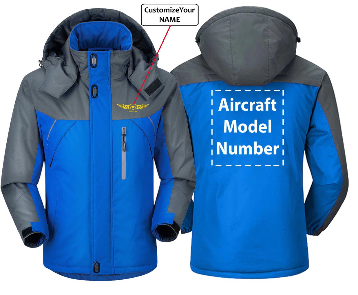 CUSTOM NAME AND AIRCRAFT MODEL NUMBER WINTER COAT