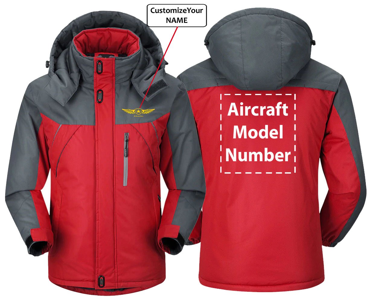 CUSTOM NAME AND AIRCRAFT MODEL NUMBER WINTER COAT