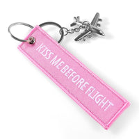 Thumbnail for Pink Kiss Me Before Flight  Embroidery Keychain THE AVIATOR