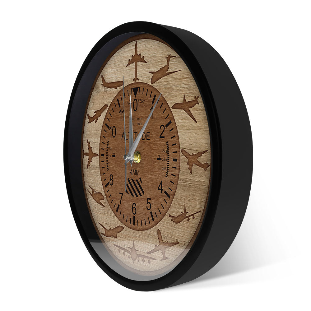 AIRPLANES ALTITUDE MEASUREMENT PRINTED WALL CLOCK. THE AVIATOR