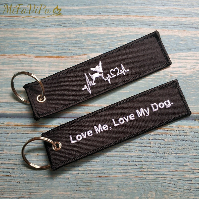 Embroidery Lovely Dog My Dog Key Ring THE AVIATOR