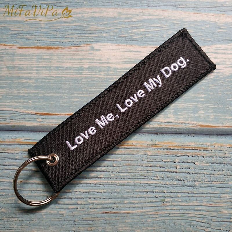 Embroidery Lovely Dog My Dog Key Ring THE AVIATOR