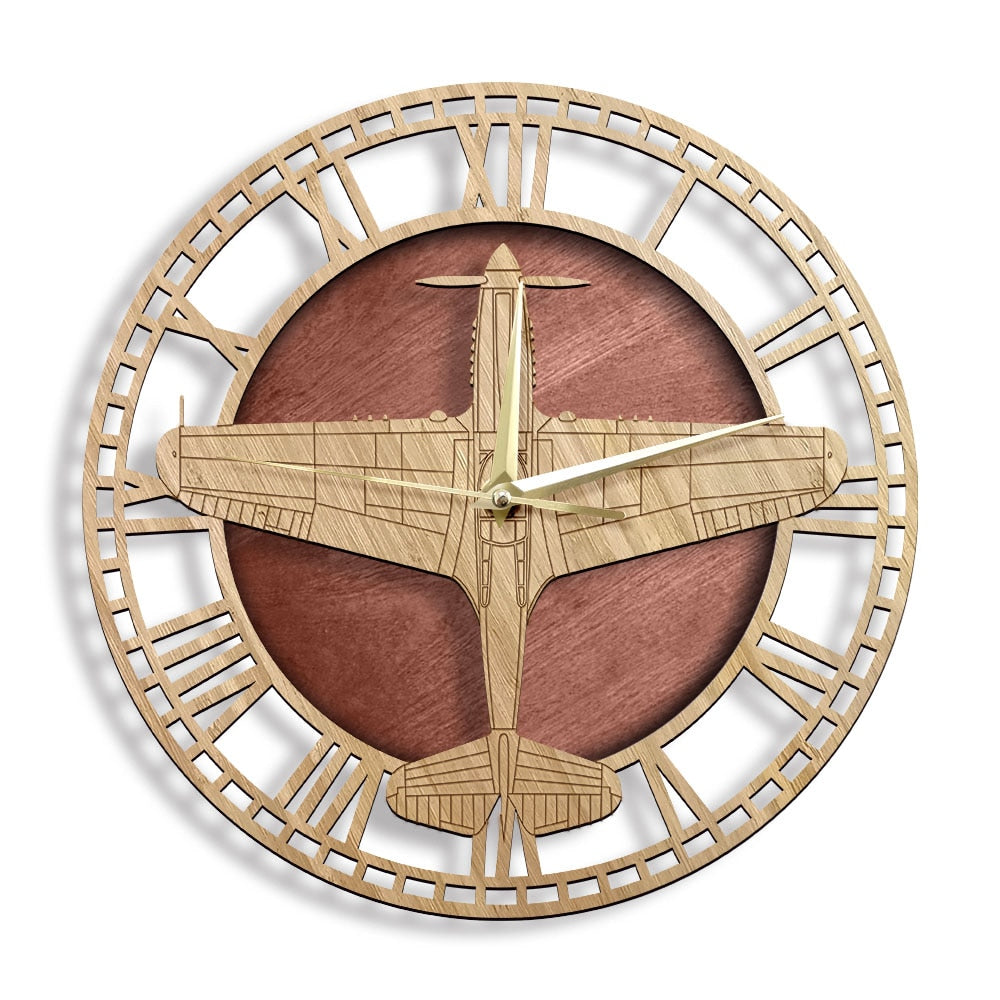 P-40 WARHAWK WOODEN WALL CLOCK THE AVIATOR