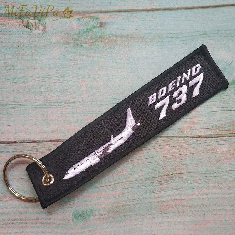 Boeing 737 Embroidery Key Chains THE AVIATOR