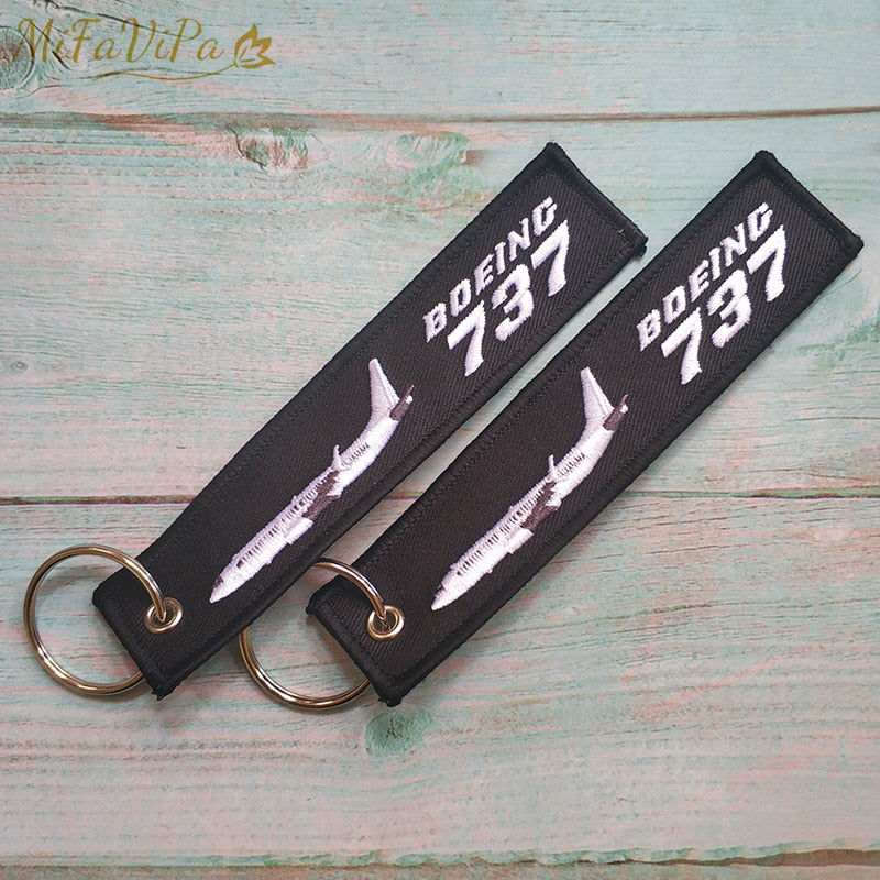 Boeing 737 Embroidery Key Chains THE AVIATOR