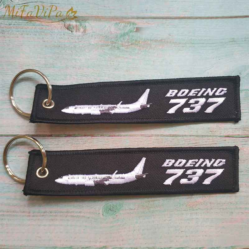 Boeing 737 Embroidery Key Chains THE AVIATOR