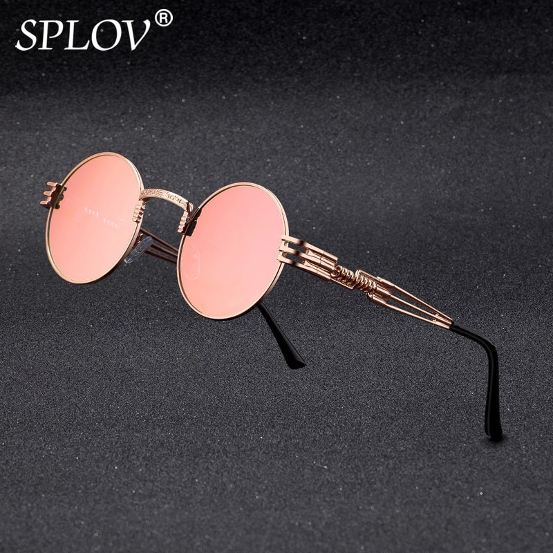 New Fashion Retro Steampunk Round Metal Sunglasses for Men Women AV8R