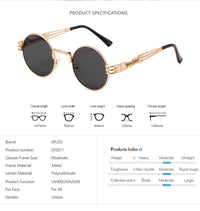 Thumbnail for New Fashion Retro Steampunk Round Metal Sunglasses for Men Women AV8R