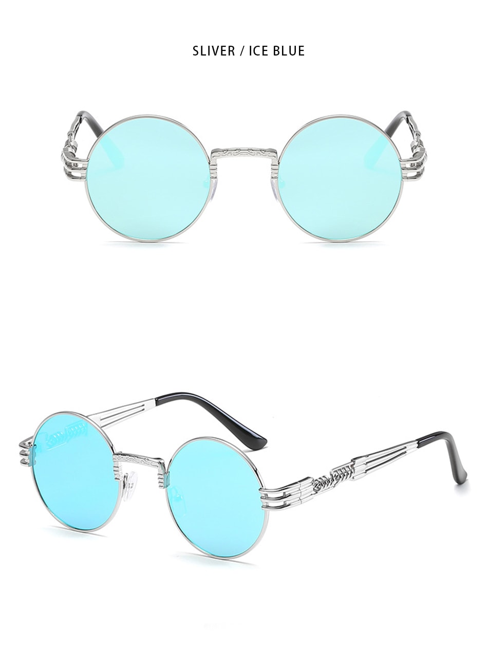 New Fashion Retro Steampunk Round Metal Sunglasses for Men Women AV8R