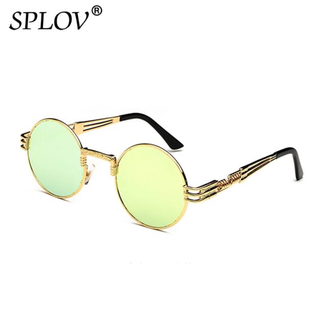 New Fashion Retro Steampunk Round Metal Sunglasses for Men Women AV8R