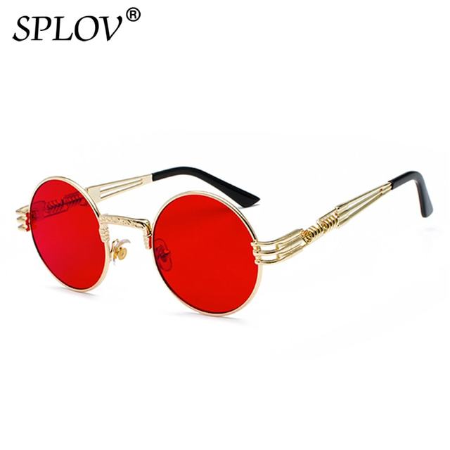 New Fashion Retro Steampunk Round Metal Sunglasses for Men Women AV8R