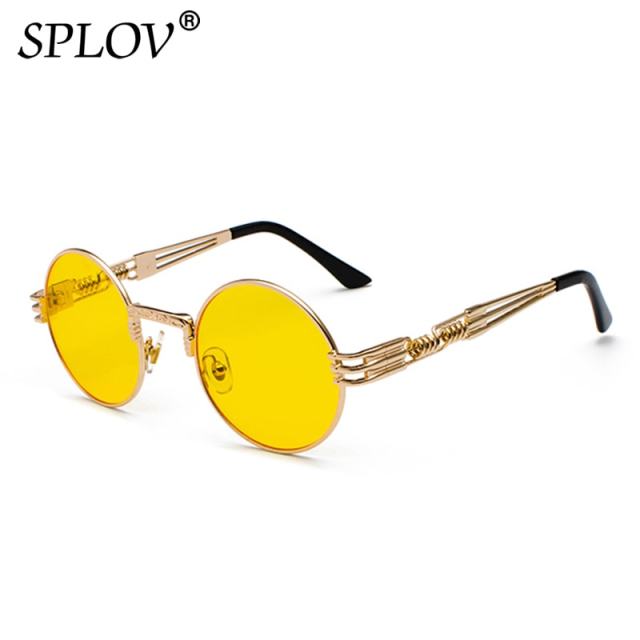 New Fashion Retro Steampunk Round Metal Sunglasses for Men Women AV8R