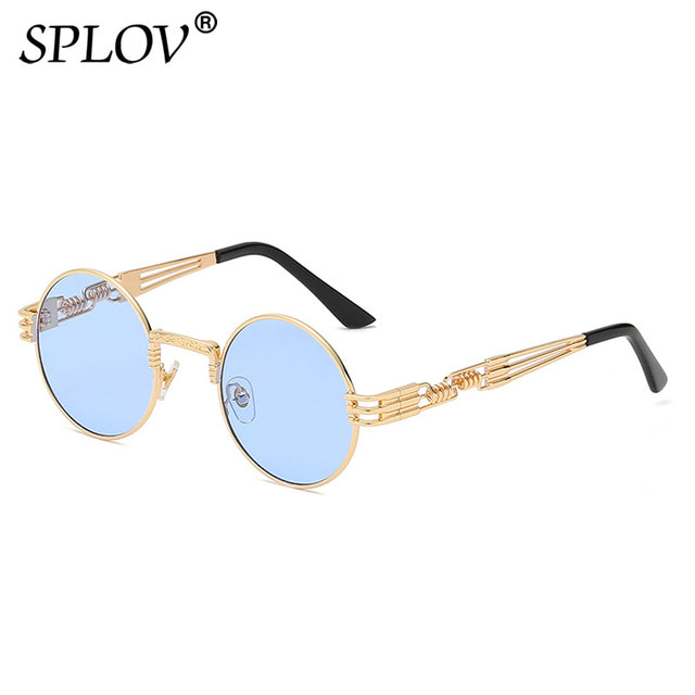 New Fashion Retro Steampunk Round Metal Sunglasses for Men Women AV8R