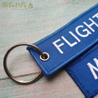 Thumbnail for Blue FLIGHT CREW Keychain Fashion Trinket Phone Strap Black Embroidery CESSNA Key Chain AV8R