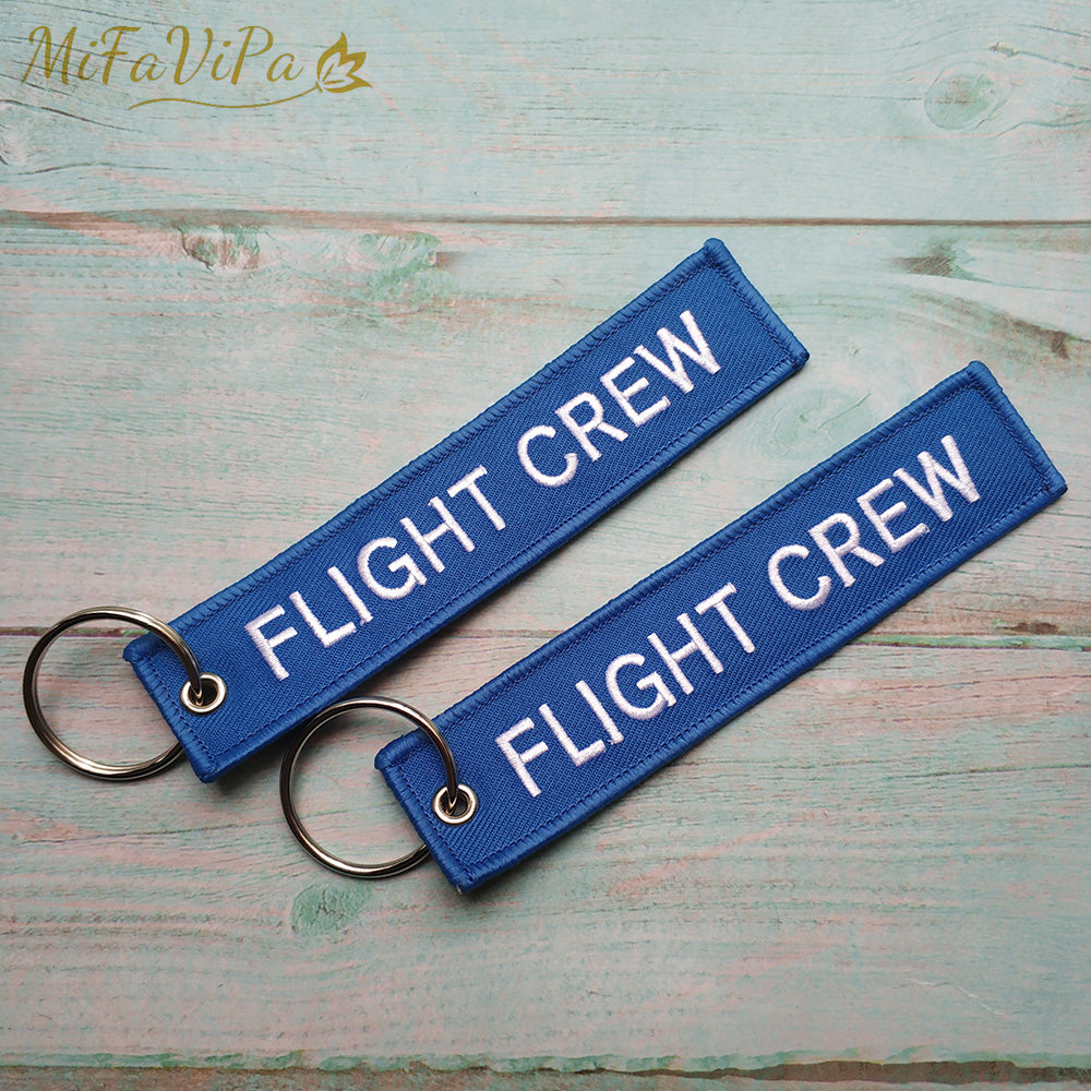 Blue FLIGHT CREW Keychain Fashion Trinket Phone Strap Black Embroidery CESSNA Key Chain AV8R