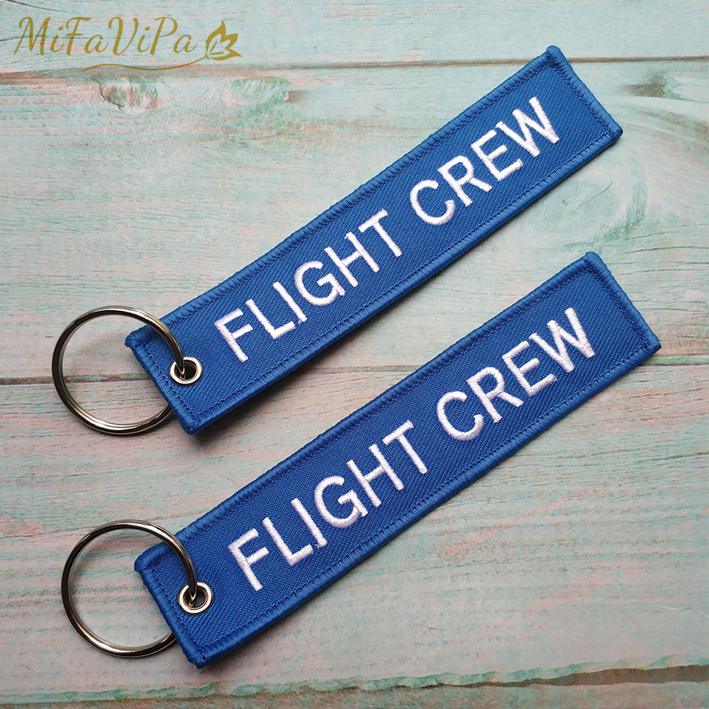 Blue FLIGHT CREW Keychain Fashion Trinket Phone Strap Black Embroidery CESSNA Key Chain AV8R