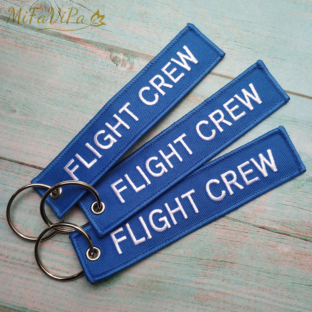 Blue FLIGHT CREW Keychain Fashion Trinket Phone Strap Black Embroidery CESSNA Key Chain AV8R