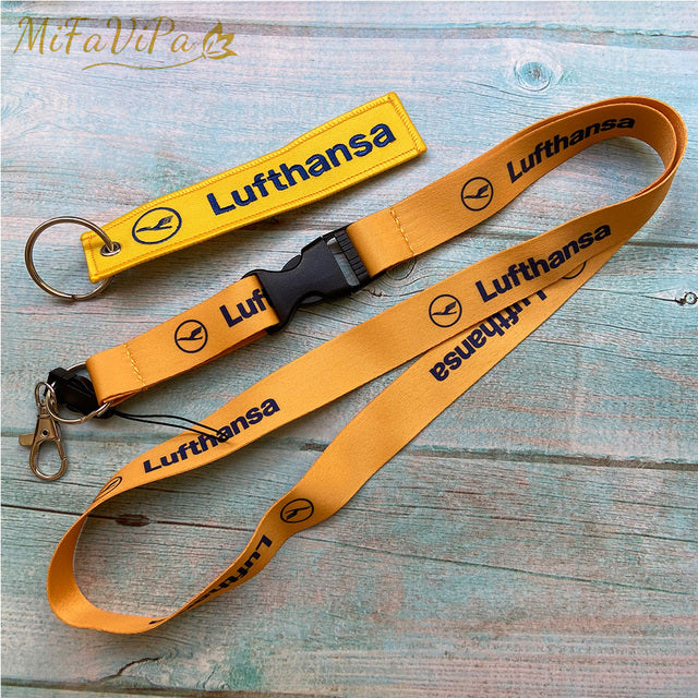 Lufthansa Neck Strap Chaveiro Flight Crew Key Chain AV8R