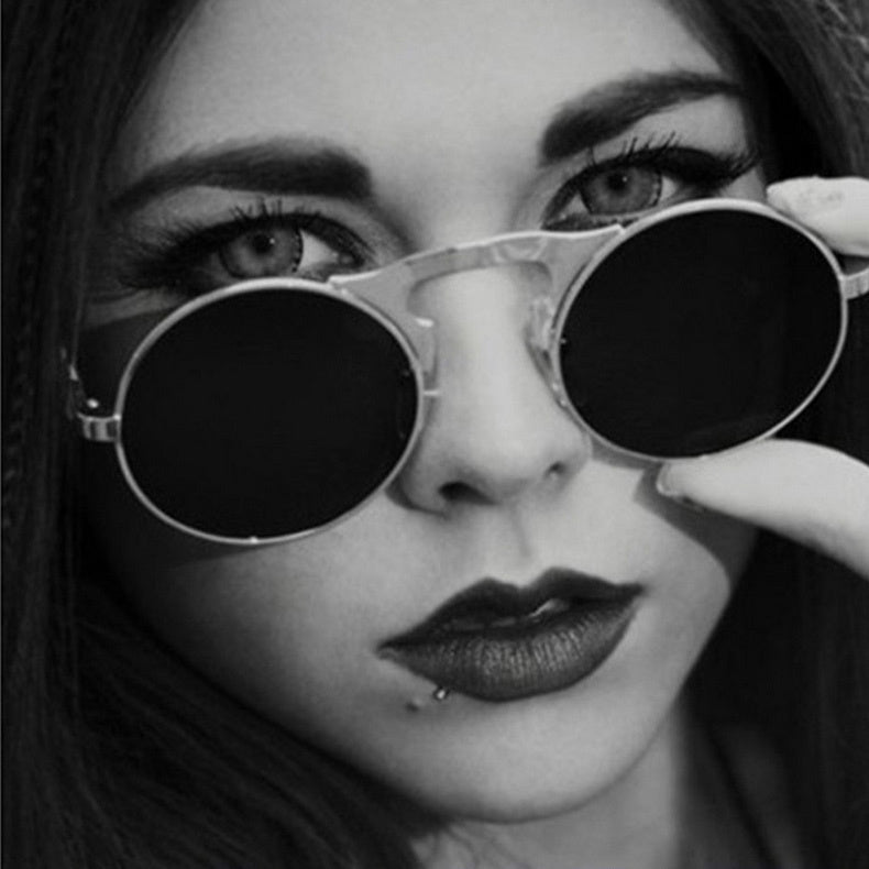 Sunglasses Round Metal Women Men Style Retro Flip Circular Double Sun Glasses AV8R