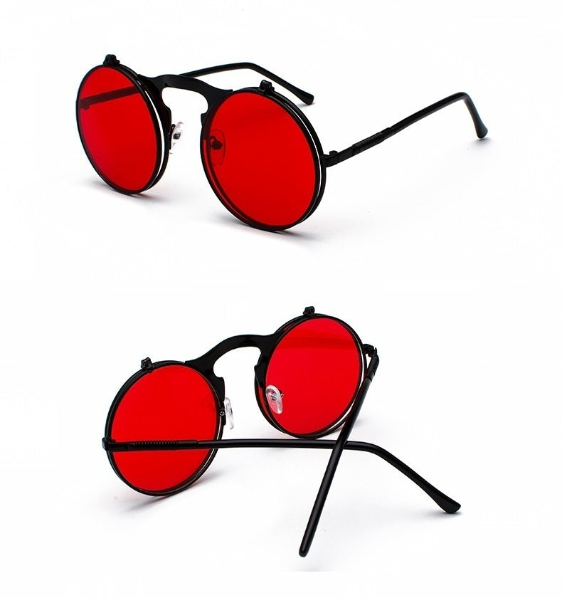 Sunglasses Round Metal Women Men Style Retro Flip Circular Double Sun Glasses AV8R