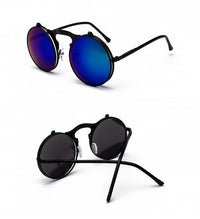 Thumbnail for Sunglasses Round Metal Women Men Style Retro Flip Circular Double Sun Glasses AV8R