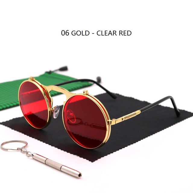 Sunglasses Round Metal Women Men Style Retro Flip Circular Double Sun Glasses AV8R