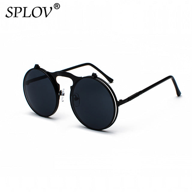 Vintage Steampunk Flip Sunglasses Retro Round Metal Frame Sun Glasses AV8R