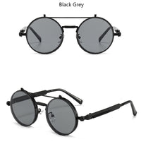 Thumbnail for Vintage Steampunk Flip Sunglasses Retro Round Metal Frame Double Beam Sun Glasses AV8R