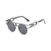 Thumbnail for Fashion Round Steampunk Men Sunglasses Women Metal Frame Retro Gothic Design AV8R