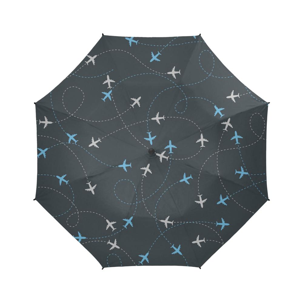 TRAVEL AROUND THE WORLD AIRPLANE ROUTE SEMI-AUTOMATIC FOLDABLE UMBRELLA (MODEL U05) e-joyer