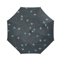 Thumbnail for TRAVEL AROUND THE WORLD AIRPLANE ROUTE SEMI-AUTOMATIC FOLDABLE UMBRELLA (MODEL U05) e-joyer